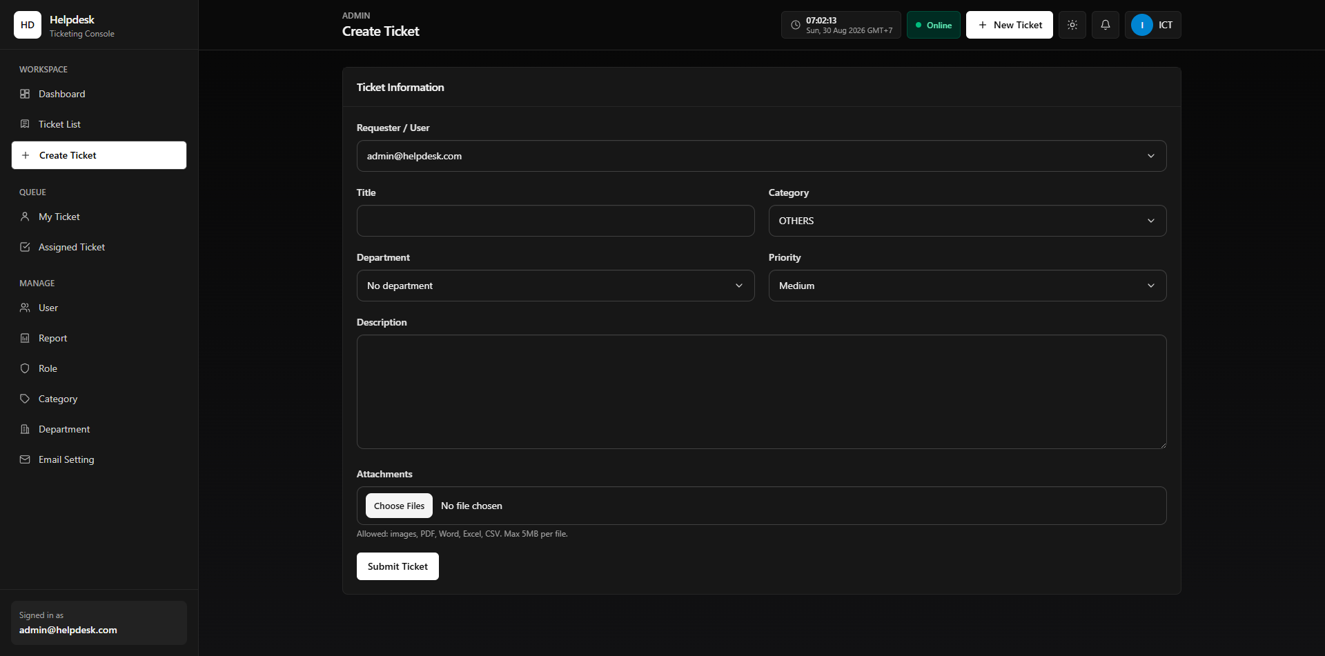 Tampilan Buat Tiket pada Solvara